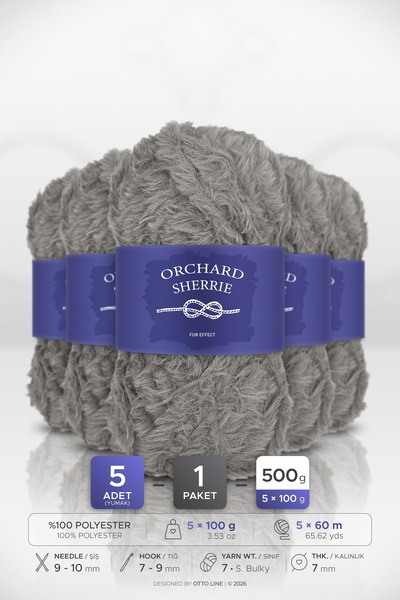 ORCHARD SHERRIE • Light Gray (4112) • Pack of 5 × 100 g/60 m • Rabbit Fur • T...