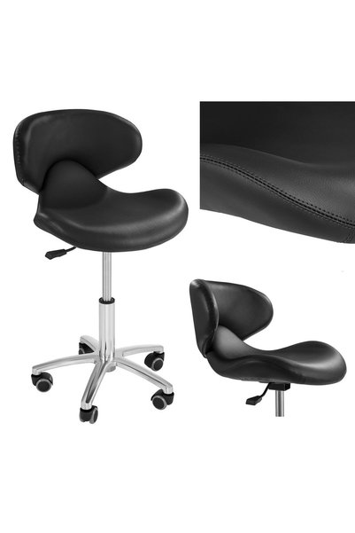 Physa SCAUN COSMETIC ROTATIV CU ROȚI PENTRU SALON DE COAFURĂ, NEGRU