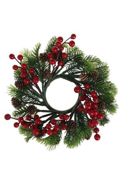 OEM Inel Decorativ de Craciun cu Ramuri de Brad Berries Conuri pentru Lumanar...