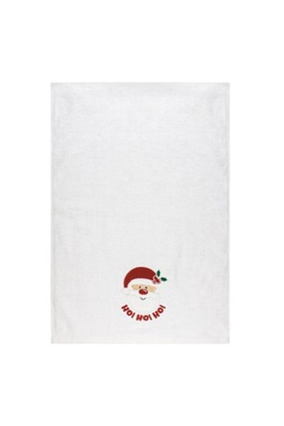 OEM Prosop de Maini din Bumbac Alb cu Mos Craciun Brodat 60x40cm