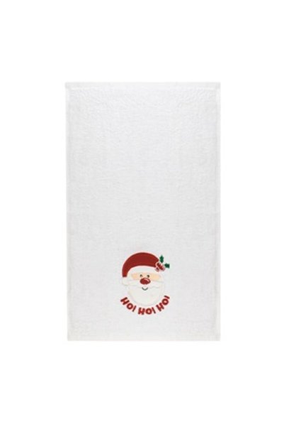 OEM Prosop de Maini din Bumbac Alb cu Mos Craciun Brodat 50x30cm