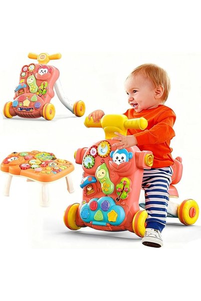 GENERAL 2-in-1 Baby Sit-to-Stand Walker | Educational Push Walker Activity Ce...