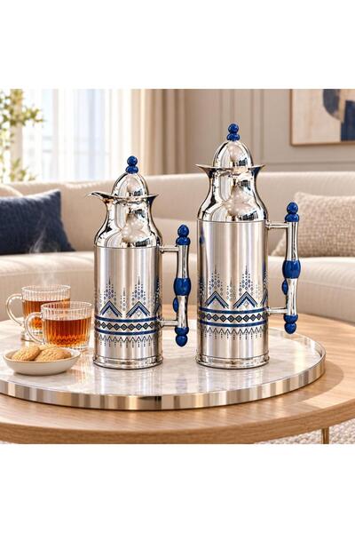 laverahome Royal Blue Trams Set with Luxury Traditional Patterns |