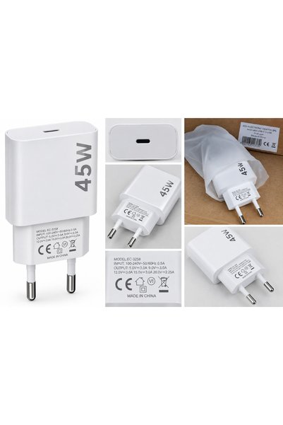 Fara brand Încărcător de priză 45W, USB-C + USB, dual port