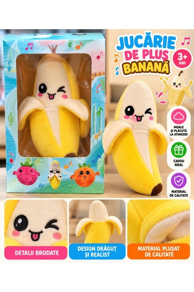Fara brand Jucărie de pluș banană, în cutie cu fereastră