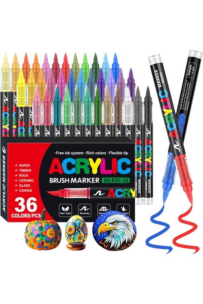 KOWVOWZ 36 Colors Acrylic Paints Pens, Quick-Drying Waterproof Paint Markers,...