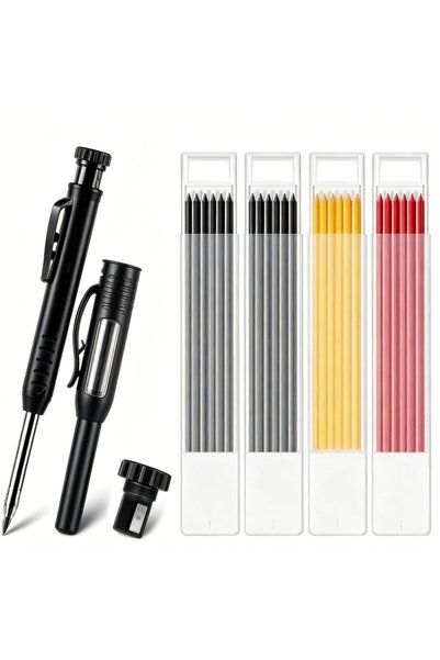 Yelajoy Carpenter Pencil Set with Refills, 2.8mm Thick Lead, Built-In Sharpen...