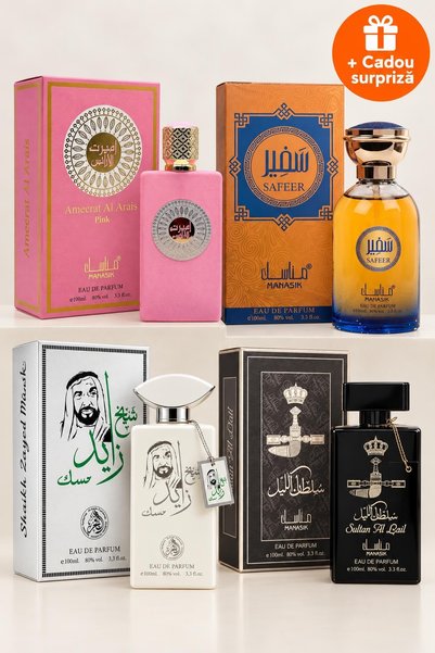 OferteTop Set 4 Parfumuri pentru El și Ea: Ameerat Al Arais Pink, Safeer, Sha...