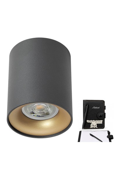 OEM Spot, 1xGU10, negru și auriu, aluminiu, diametru 8 cm, cu cadou agendă A7...