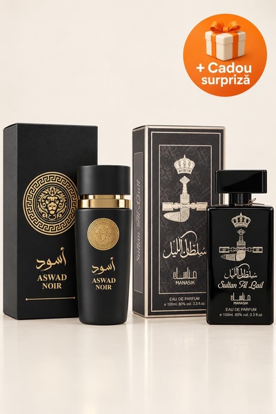 OferteTop Set 2 Parfumuri Arăbești pentru Bărbați: Aswad Noir și Sultan Al La...