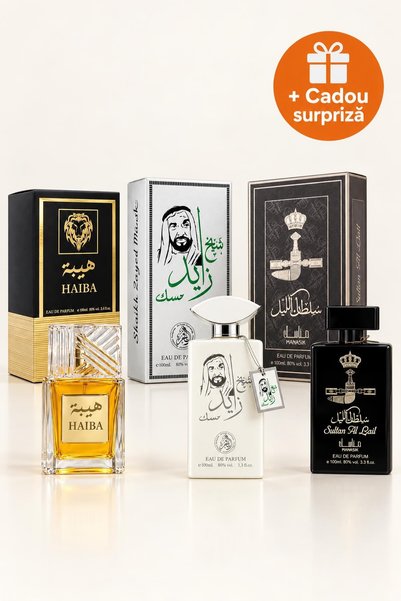 OferteTop Set 3 Parfumuri Arăbești pentru Bărbați: Haiba, Shaikh Zayed Musk ș...