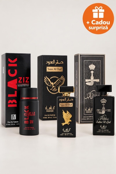 OferteTop Set 3 Parfumuri Arăbești pentru Bărbați: Black Ziz, Saqr Al Oud și ...