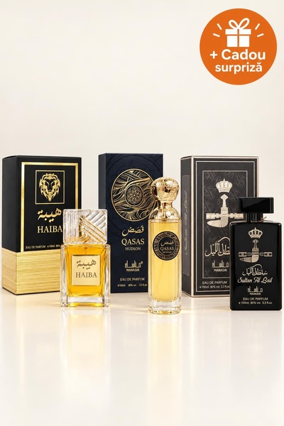OferteTop Set 3 Parfumuri Arăbești pentru Bărbați: Haiba, Qasas Hudson și Sul...
