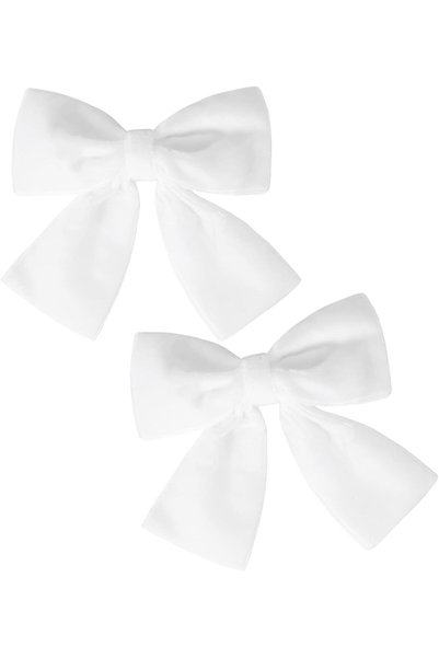 Aileam 2PCS Velvet Hair Bows White Hair Ribbon Clips 4" Big Fall Alligator Cl...