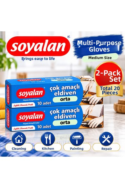 Soyalan Multipurpose Gloves/Sanitary Gloves, Medium Size, 2-Pack