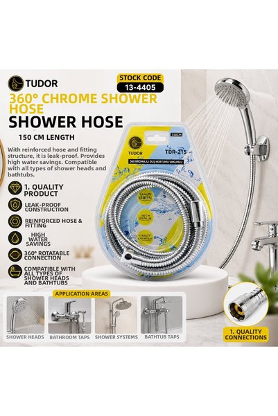 UCUZTEKNO 360° - METAL SHOWER HOSE, 150 CM, VACUUM-PACKAGED (5496)