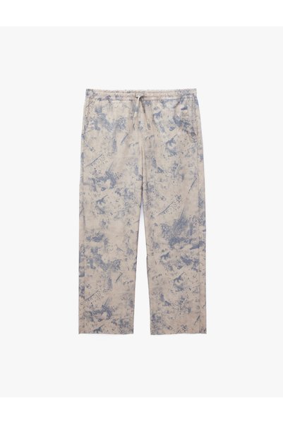 Koton Cotton Comfortable Fit Pocketed Waist Tie-Up Abstract Printed Barrel Pants