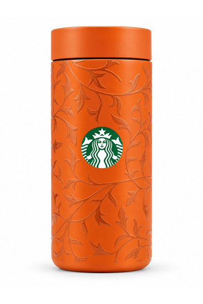Starbucks ® MiiR ترمس برتقالي بنمط نبات اللبلاب الكلاسيكي قابل للدوران 360 در...
