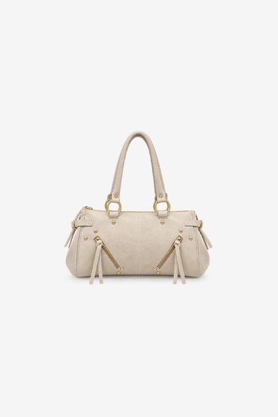 MARSEPTUN Maren Zipper Detailed Light Beige Suede Bag