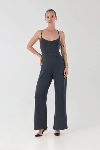 Fulla Moda Askılı Fermuarlı Modal Tulum