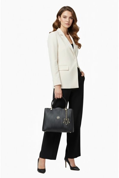 Arvelia Black Women's Pleated Handbag and Shoulder Bag