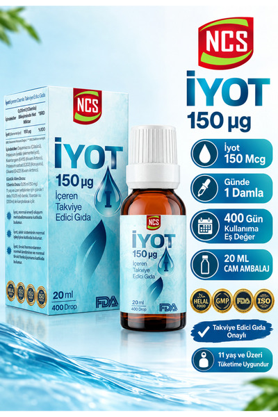 NCS İyot 150 Mcg 20 Ml Damla İçilebilir Form Gıda Takviyesi Fda