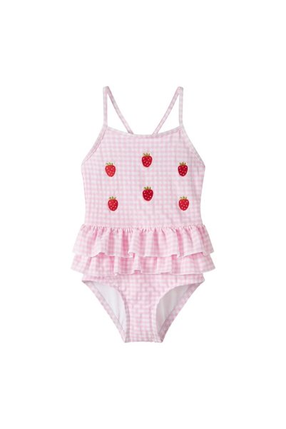 Name it Costum de baie cu volănașe și căpșuni - galben / 122/128