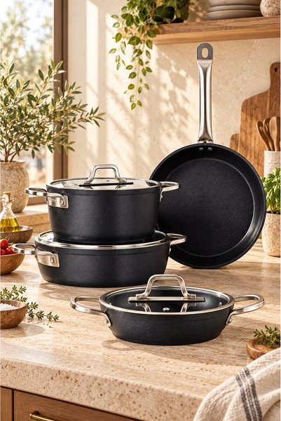 Bonera Pro Plus 7 Piece Titanium Cookware Set - Induction Compatible