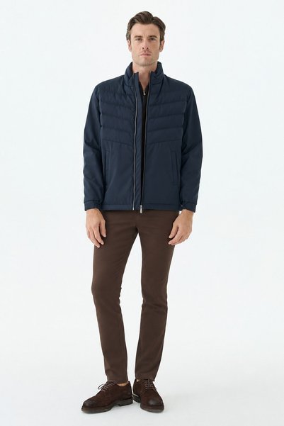 Jakamen Navy Blue Comfort Fit High Collar Sports Coat