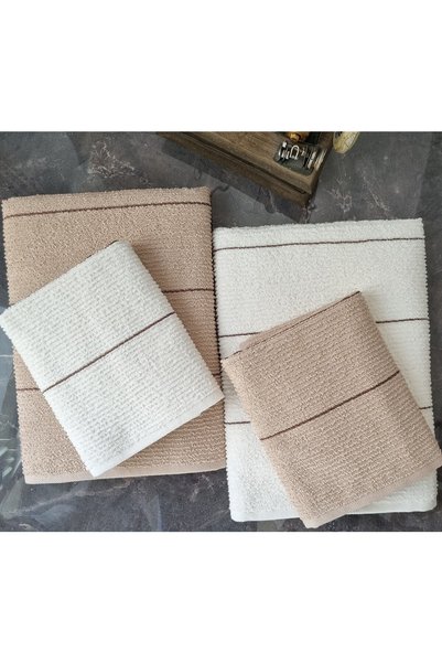 eumenia Sahara 50 X 85 – 70 X140 Cm 4'lü Banyo Havlu Seti | Bej-krem Vtxmk107