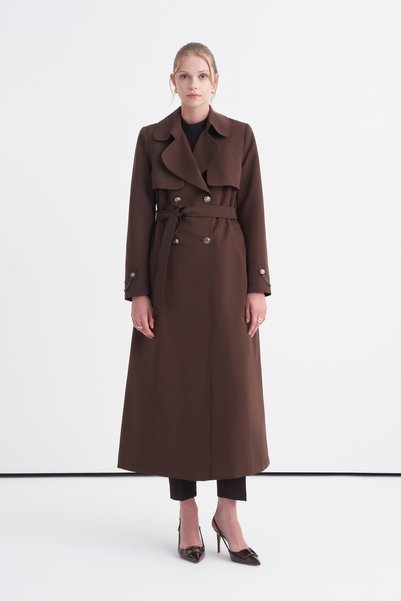 Zühre Chain Accessory Detailed Belted Bitter Trench Coat 13560