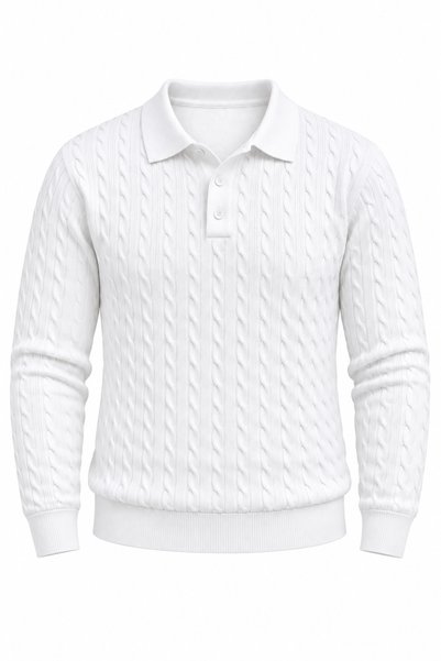 Valiberta Kieslowski Herren-Strickpullover mit dünnem Haarstrickmuster, Polok...