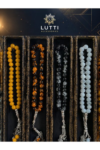 Lutti Set de 4 mărgele de rugăciune din sticlă, în cutie cadou colorată