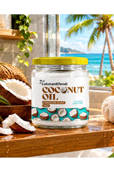 Lokman Efendi Saf Soğuk Sıkım Hindistan Cevizi Yağı 150 G – Saç ve Cilt Bakım Yağı, Coconut Oil.