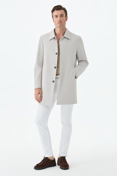 Jakamen Stone Comfort Fit Berber Collar Hidden Button Coat