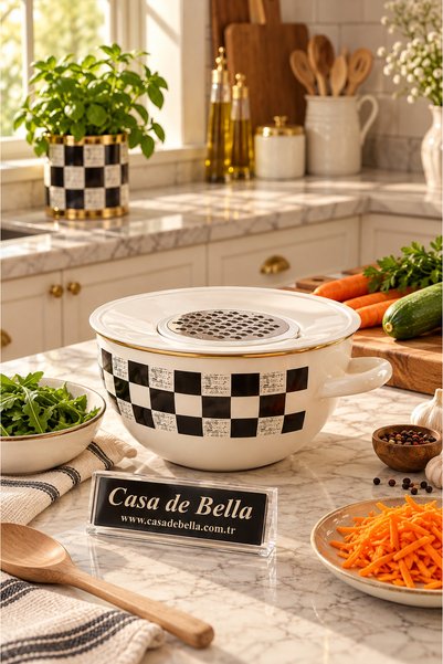 CASA DE BELLA Elite Class Enameled 24 cm Checkered Mixing Bowl 4.75ml