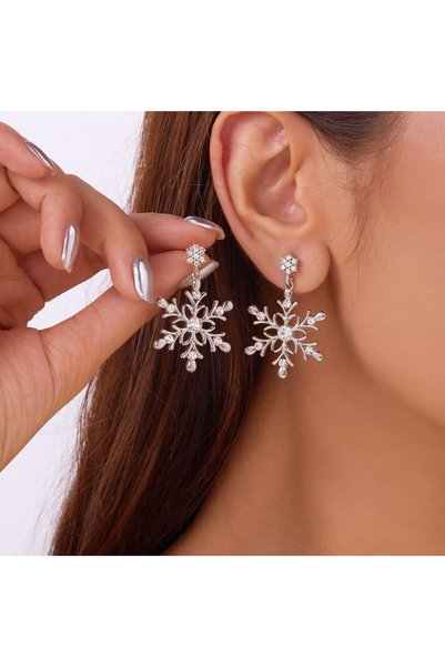 Choice ER24Y0753-8 Christmas Colorful Rhinestone Imitation Pearl Snowflake St...