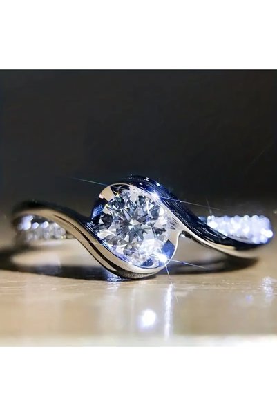 Choice 6 F1219 Huitan Luxury Trendy Women Wedding Rings White/Pink/Green/Blue...