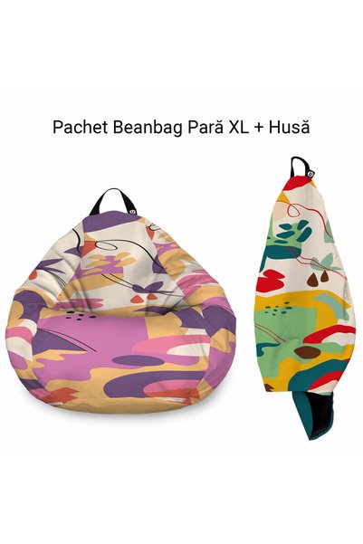 Updeco Pachet: Fotoliu + Husa Puf Bean Bag tip para XL, impermeabil, indoor/o...