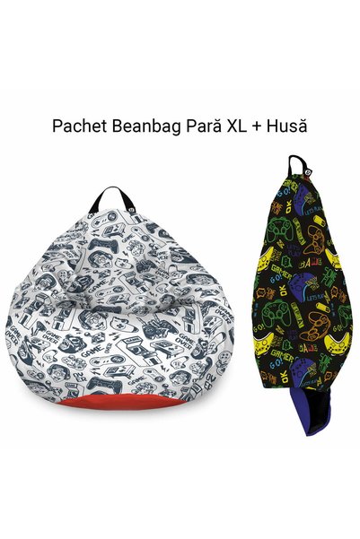 Updeco Pachet: Fotoliu + Husa Puf Bean Bag tip para XL, impermeabil, indoor/o...