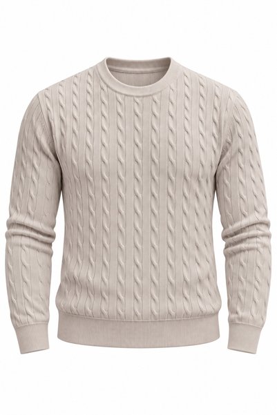 Valiberta Malick Thin Knit Crew Neck Men's Sweater - Stone
