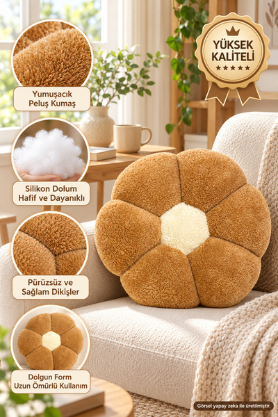 Pabtex Decorative Flower Shaped Plush Pillow 40 cm