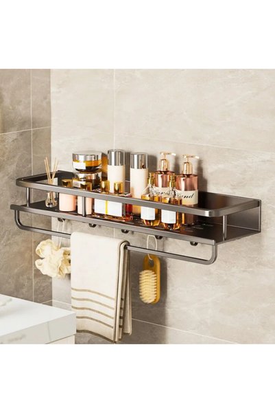 OEM Organizator de baie montat pe perete 50 cm, Raft din oțel inoxidabil cu b...