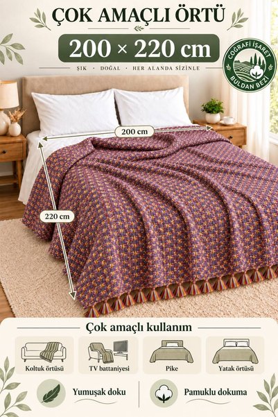 Efesan AUTHENTIC COTTON QUILT. 200 x 220 cm, Bedspread, MULTI-PURPOSE THROW, ...