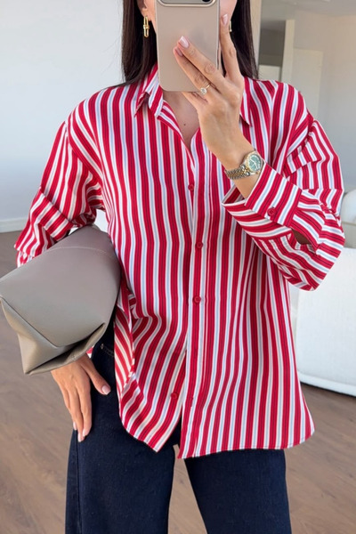 My Blog Red and White Striped Shirt - 3321