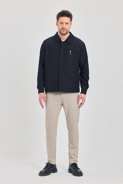 TREND KOMBİN Men's Navy Blue Classic-Collar Waterproof and Windproof Jacket &...