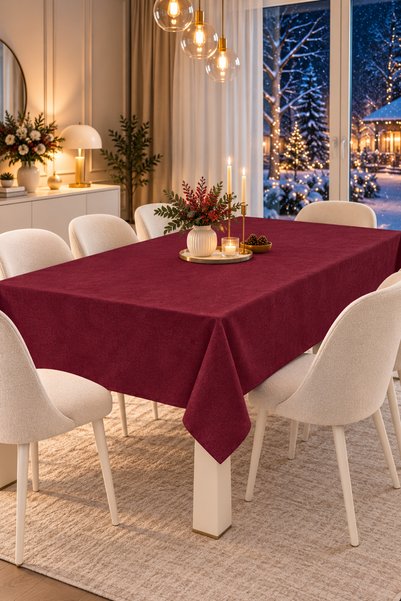 GOCCIA HOME Față de masă cu textură catifelată, roșu claret
