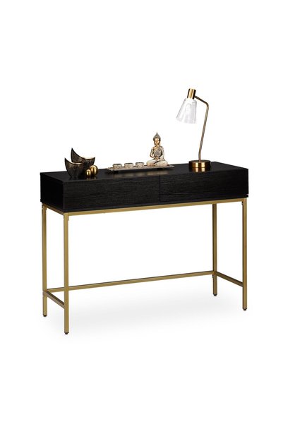 Relaxdays Măsuță de consolă, negru și auriu, 80x110x40 cm, design elegant, cu...