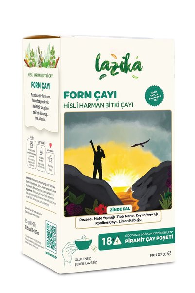 LAZİKA Hisli Harman Form Çayı 18'li PLA Piramit Poşet - Rezene, Nane, Mate, T...