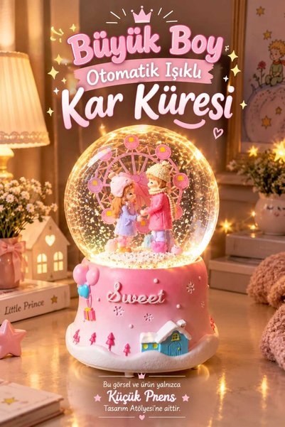 Yağmur KAR KÜRESİ MÜZİK KUTUSU SEVGİLİ ARKADAŞ ÖZEL GÜN HEDİYELİK EŞYA MÜZİKLİ OTOMOTİK IŞIKLI BÜYÜK BOY